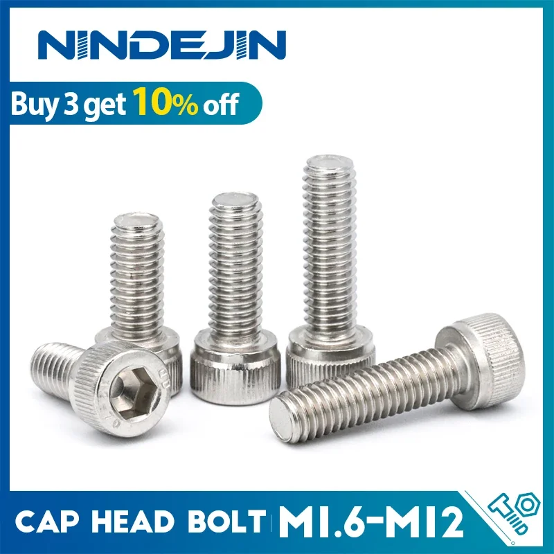 NINDEJIN 육각형 육각 소켓 캡 머리 나사 M1.6 M2 M2.5 M3 M4 M5 M6 M8 M10 스테인레스 스틸 알렌 볼트 DIN912 키가 있는 육각 나사 title=NINDEJIN 육각형 육각 소켓 캡 머리 나사 M1.6 M2 M2.5 M3 M4 M5 M6 M8 M10 스테인레스 스틸 알렌 볼트 DIN912 키가 있는 육각 나사 