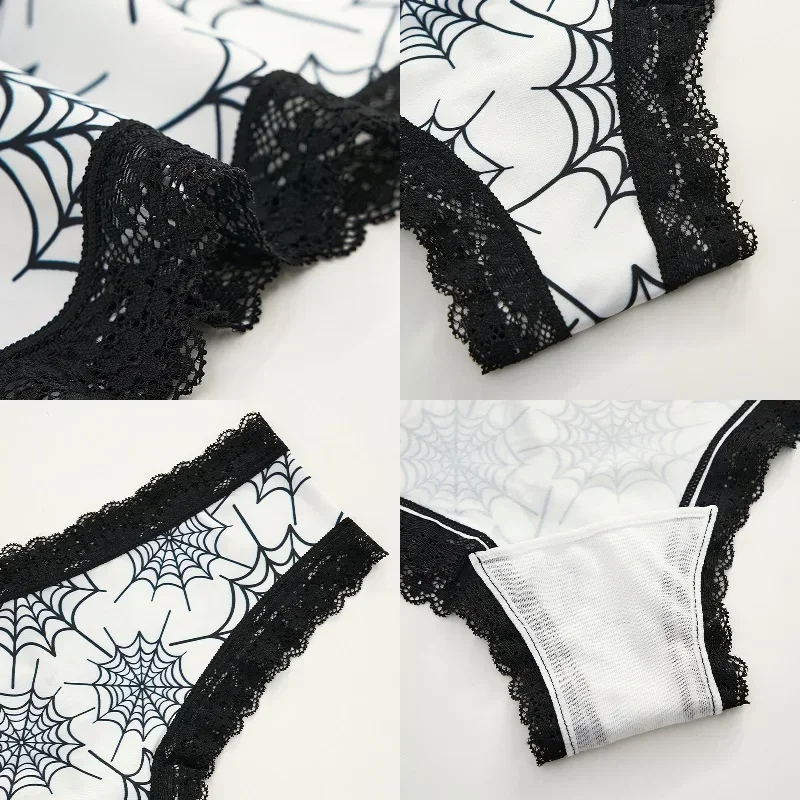 속옷 여자 레이스 가장자리 섹시한 팬티 고딕 란제리 로즈 해골 맞춤형 편안한 통기성 삼각형 바지