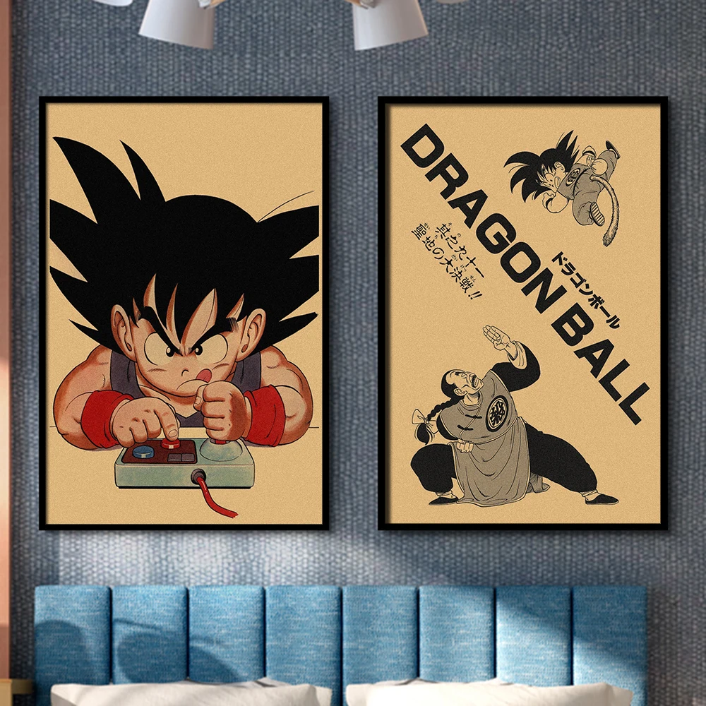 일본 주변 애니메이션 레트로 드래곤 볼 포스터 Goku Gohan Vegeta 피콜로 Friza 캔버스 회화 인쇄 벽 예술 어린이 선물