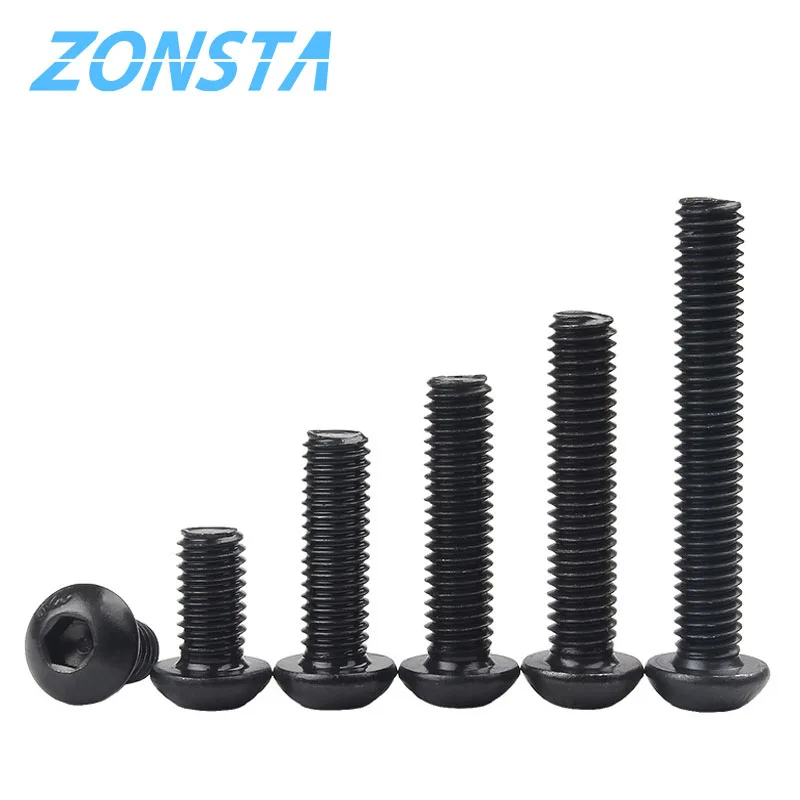 ISO7380 M2 M2.5 M3 M4 M5 M6 라운드 블랙 10.9 등급 육각 나사 육각 나사 캡 소켓 버튼 헤드 알렌 가구 볼트