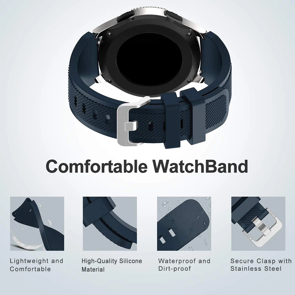 삼성 갤럭시 wtch 3 용 22mm 소프트 실리콘 스트랩 46mm 기어 S3 화웨이 시계 GT GT2 Amazfirt GTR 47mm 용 46mm 편안한 스트랩