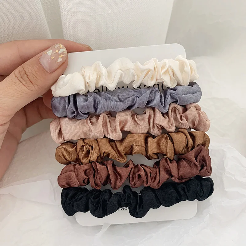 6 개/대 여자 패션 실크 새틴 Scrunchies 솔리드 컬러 헤어 로프 포니 테일 홀더 탄성 헤어 밴드 헤어 넥타이 헤어 액세서리 title=6 개/대 여자 패션 실크 새틴 Scrunchies 솔리드 컬러 헤어 로프 포니 테일 홀더 탄성 헤어 밴드 헤어 넥타이 헤어 액세서리 