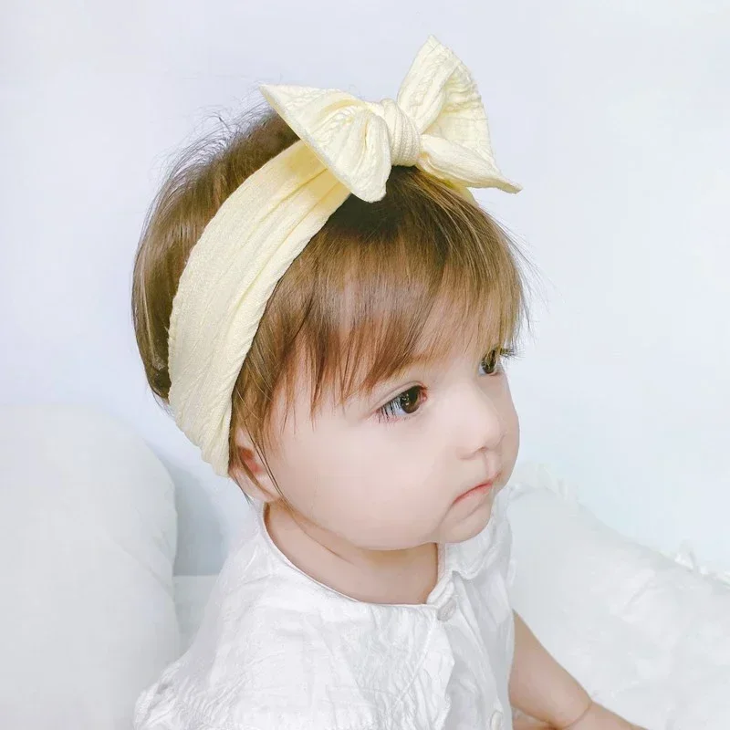 1pcs 여자를위한 신생아 아기 머리띠 탄성 니트 어린이 터번 활 소프트 나일론 키즈 모자를 쓰고 있죠 헤어 액세서리 도매 선물