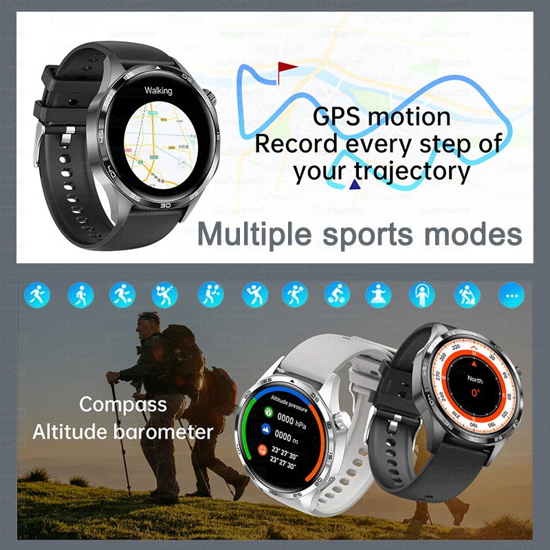 화웨이 IOS 야외 스포츠 GPS 스마트워치 남성용 1.53인치 HD AMOLED 스크린 IP68 방수 블루투스 통화 NFC 스마트워치 2025