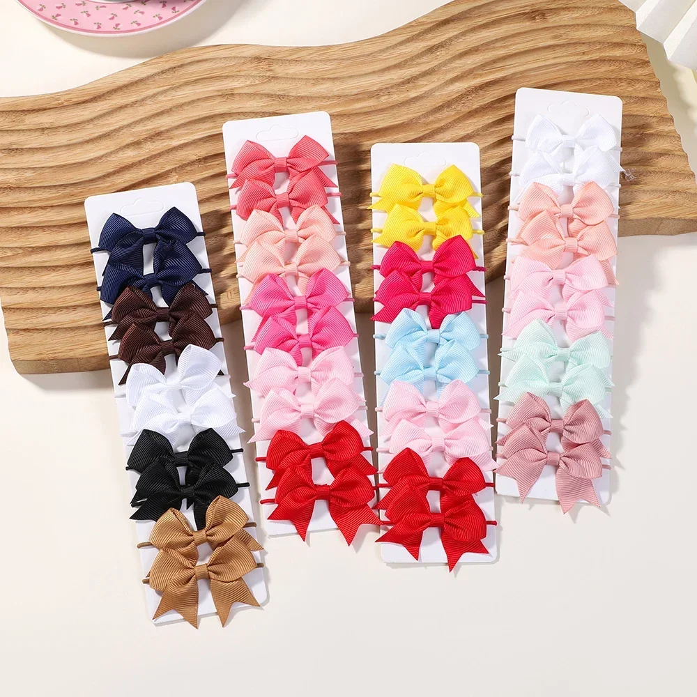 10Pcs 활 탄성 머리 고무 밴드 헤어 넥타이 리본 피그 테일 Grosgrain 헤어 액세서리 소녀 어린이를위한 아기 선물 밴드