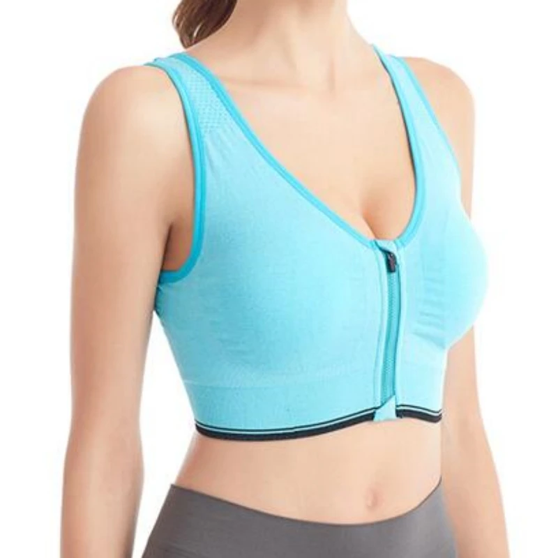 러닝 피트니스 스포츠 브래지어 앞 지퍼 여성 속옷 Underwire Bralette 통기성 원활한 브래지어없이 충격 방지