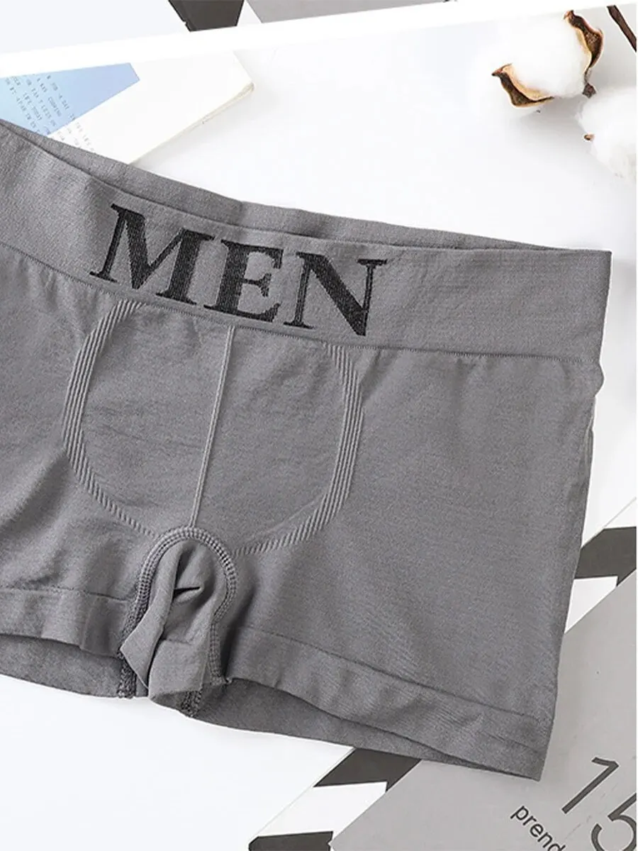 남성용 고탄성 무지 컬러 복서 브리프 팬티, 편안한 통기성 팬티 스타킹, 5 PCs