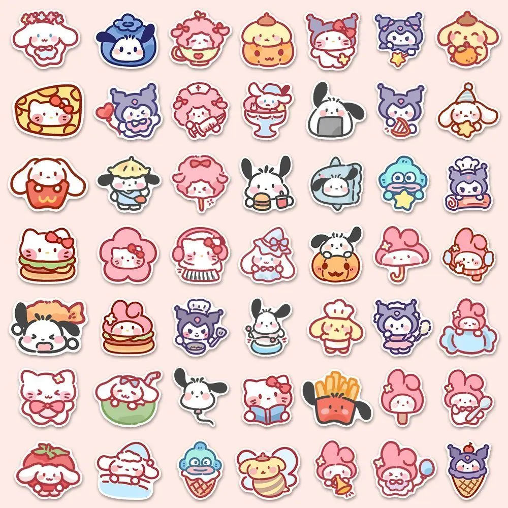 귀여운 만화 Sanrio 스티커 100pcs 내 멜로디 Kuromi 핸드백 장식 스티커 Cinnamoroll 어린이 선물 스티커 가방