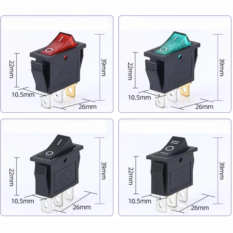 1PCS KCD3 로커 스위치 ON-OFF ON-OFF-ON 2 위치 3 핀 전기 장비 (조명 전원 스위치 포함) 16A 250V / 20A 125V AC