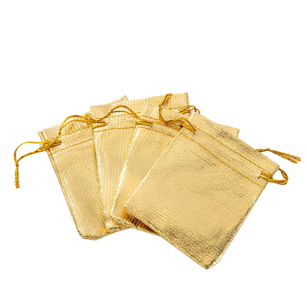 50pcs 골드 선물 Drawstring 가방 보석 주최자에 대 한 파우치 캔디 바 초콜릿 패키지 중소 기업 용품을 선호