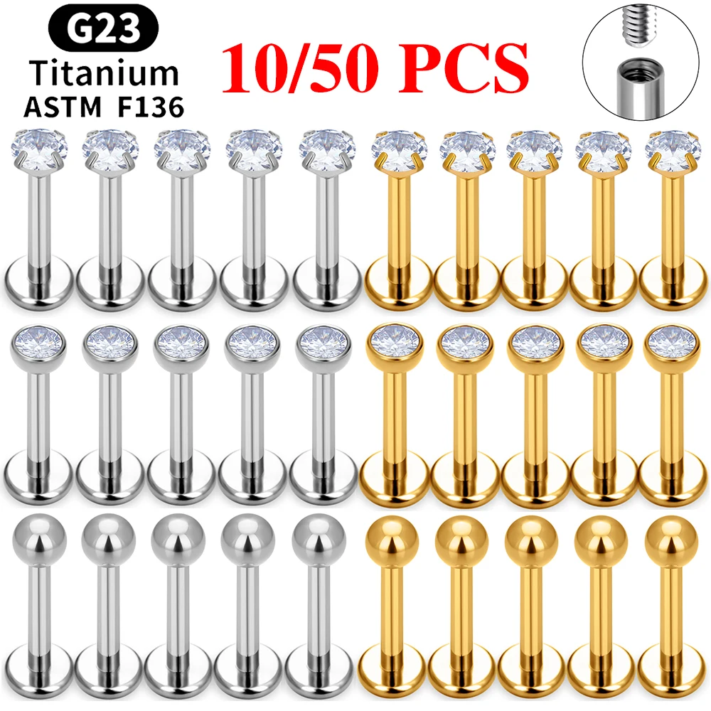 10/50PCS G23 티타늄 피어싱 Labret 립 스터드 링 CZ 16G 내부 스레드 스터드 귀걸이 귀 Tragus 연골 헬릭스 Daith Jewelry title=10/50PCS G23 티타늄 피어싱 Labret 립 스터드 링 CZ 16G 내부 스레드 스터드 귀걸이 귀 Tragus 연골 헬릭스 Daith Jewelry 