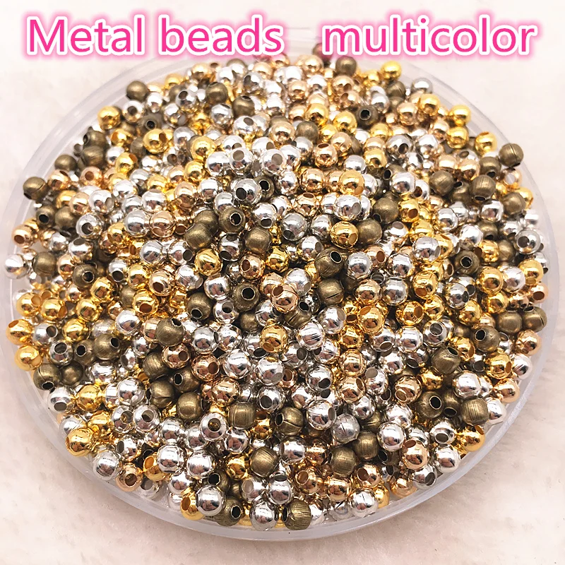 쥬얼리 제작용 부드러운 볼 스페이서 비즈, DIY 수제 액세서리, 3mm-8mm 톤 금속 비즈, 신제품