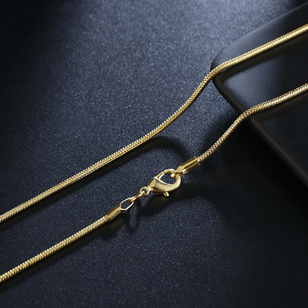 ALIZERO 18K 골드 2mm 스네이크 체인 목걸이 16/18/20/22/24/26/28/30 인치 여성 남성 패션 파인 쥬얼리 선물