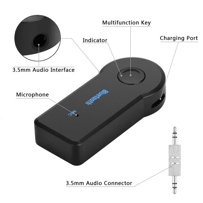 2 in 1 무선 블루투스 5.0 수신기 3.5mm 잭 자동차 음악 aux A2DP 헤드폰 송신기 어댑터 receever handsfree