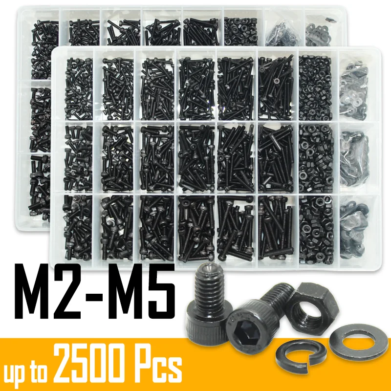 검정색 2500P 육각 소켓 머리 나사 세트 M2 M2.5 M3 M4 M5 M6 DIN912 12.9 알렌 나사 너트 강철 단추 머리 소켓 캡 볼트 너트 title=검정색 2500P 육각 소켓 머리 나사 세트 M2 M2.5 M3 M4 M5 M6 DIN912 12.9 알렌 나사 너트 강철 단추 머리 소켓 캡 볼트 너트 