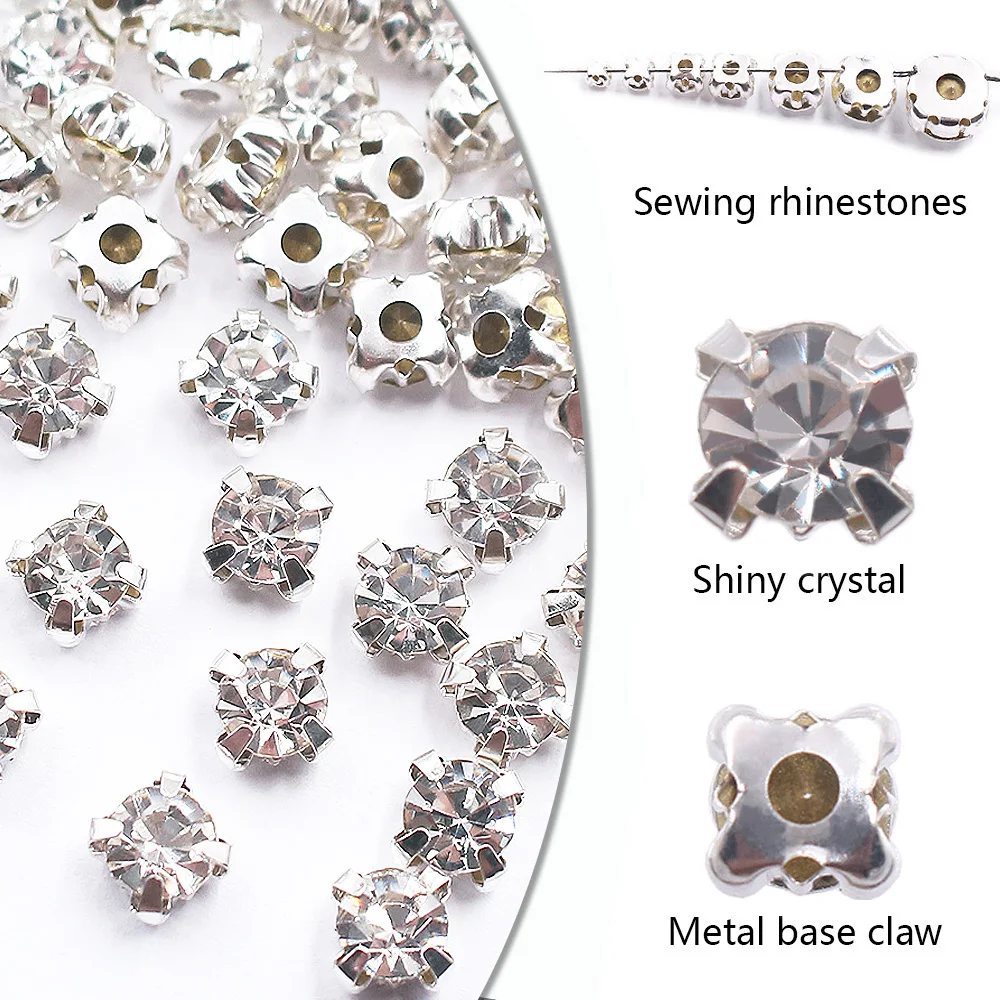 SS12-SS40 크리스탈 유리 돌 실버 클로 컵 라인 석 Strass 돌과 크리스탈 의류에 대 한 라인 석 바느질 DIY 패브릭