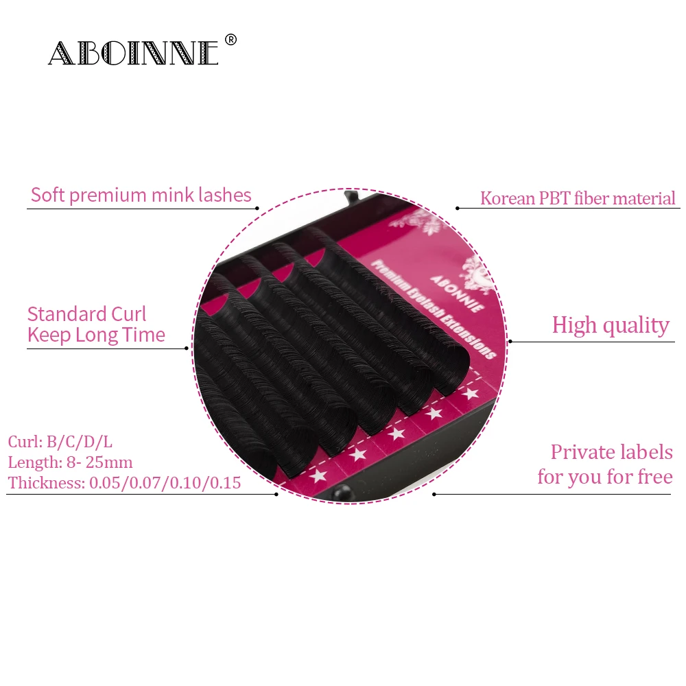 Abonnie Fluffy 클래식 속눈썹 연장 프리미엄 개별 속눈썹 연장 볼륨 Cilios All Szie