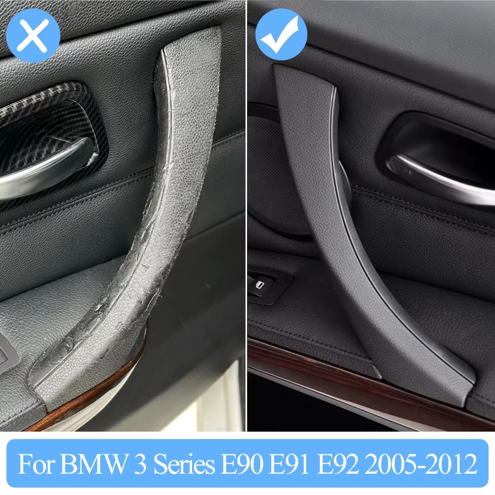 블랙 베이지 자동차 인테리어 왼쪽 오른쪽 도어 내부 핸들 패널 당겨 트림 커버 BMW 3 시리즈 E90 E91 E92 316 318 320 325 328i