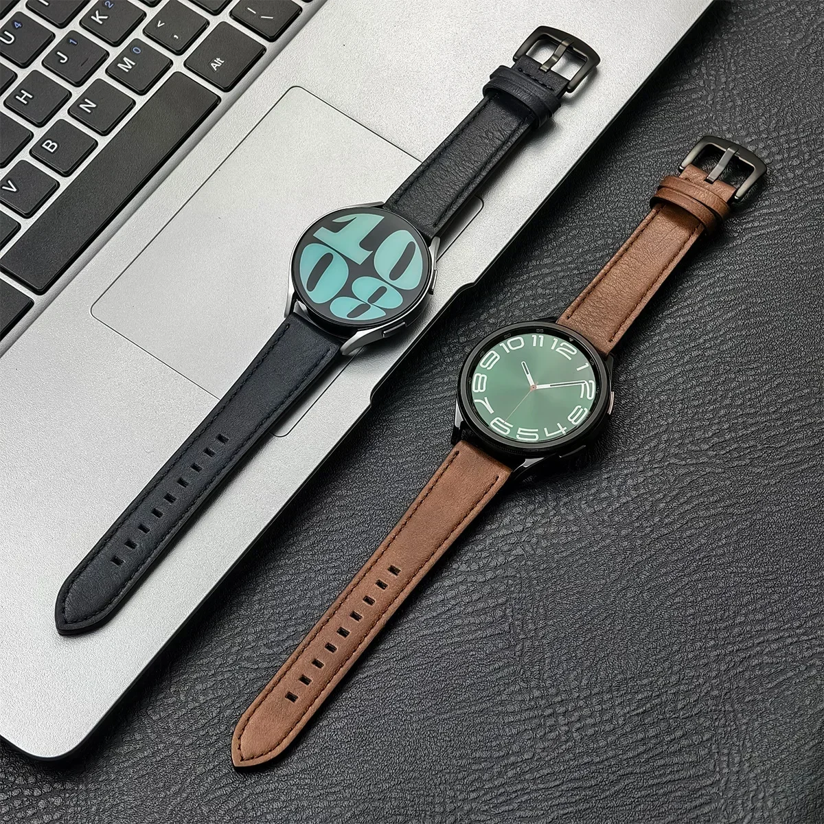 삼성 갤럭시 시계 7/6/5/4 용 20mm 22mm 가죽 스트랩 Xiaomi Redmi Watch 3 Lite/Active 용 40 44mm 기어 밴드 빈티지 팔찌