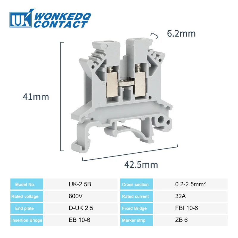 10Pcs 영국 2.5 터미널 블록 UK2.5B 나사 연결 연결 스트립 2.5B 2.5mm² 케이블 전기 Din 레일 와이어 커넥터