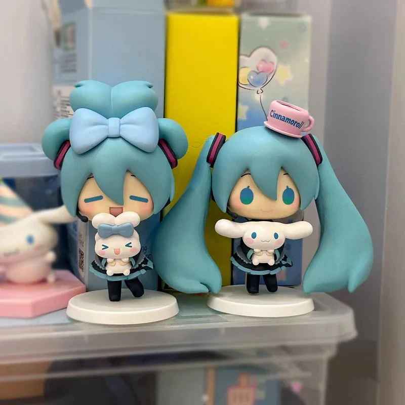 애니메이션 하츠네 미쿠 피규어 Cinnamoroll 피규어 미쿠 카와이 액션 입상 Q 버전 인형 모델 Pvc 데스크탑 장식 장난감 선물