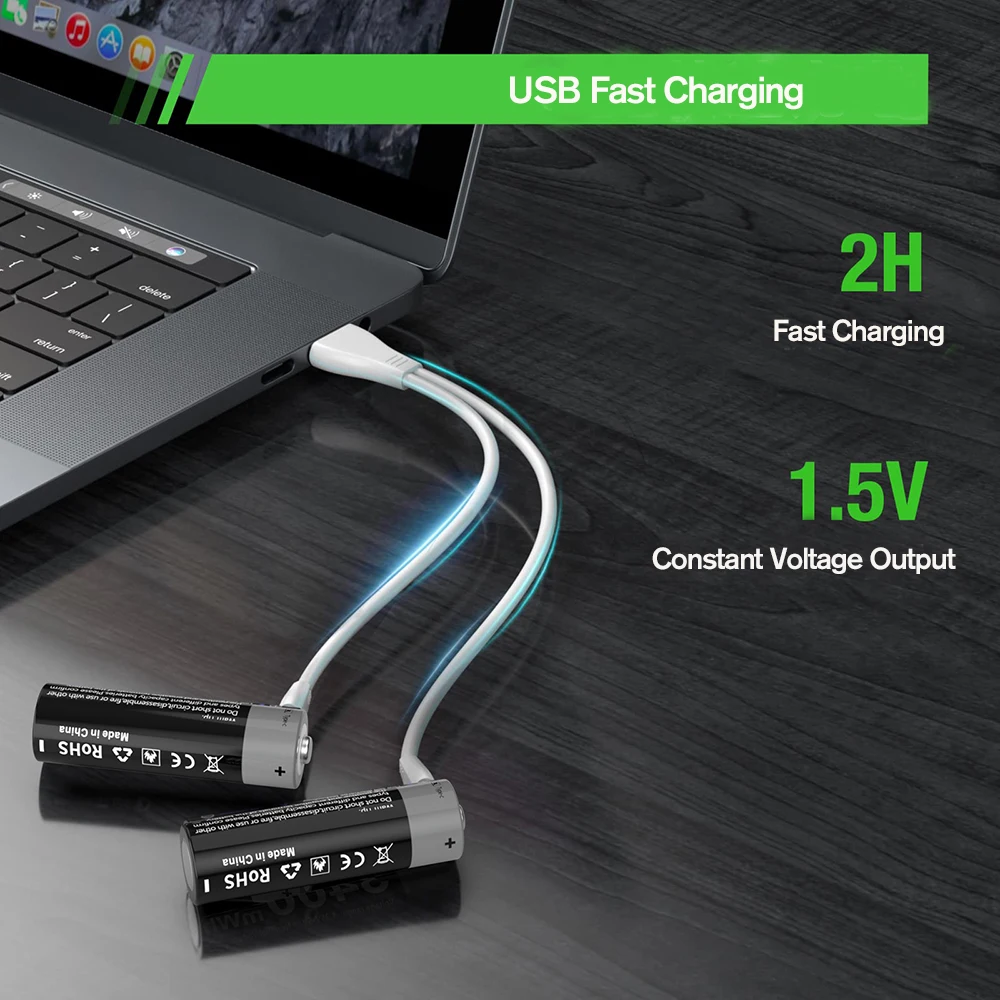MATOV 리튬이온 AA 및 AAA 충전식 배터리 USB 리튬이온 3400mWh 1.5V AA 충전식 배터리+1100mWh 1.5V AAA 배터리