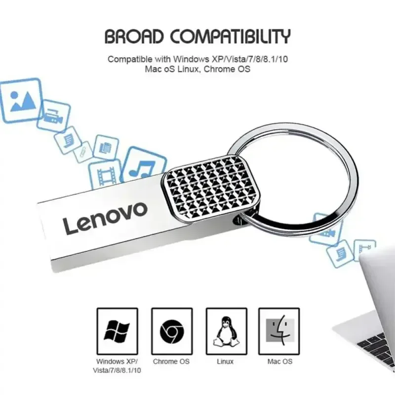 레노버 USB 플래시 드라이브 금속 USB 3.0 펜 드라이브 키, C타입 고속 펜 드라이브, 휴대폰용 미니 플래시 드라이브, 2TB, 512GB, 1TB, 128GB