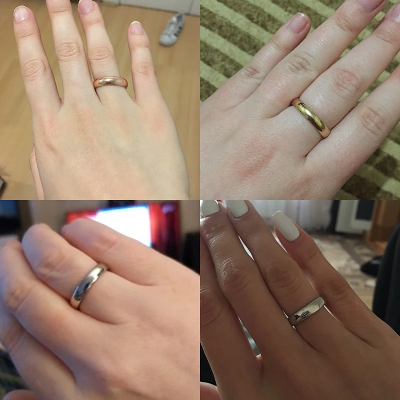 Letdivery 심플 스테인레스 스틸 결혼 반지, 금색 부드러운 여성 커플 반지, 패션 쥬얼리, 2mm, 4mm, 6mm, 8mm