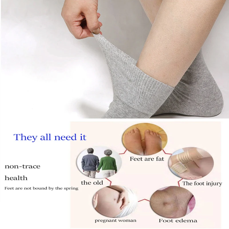 10PCS = 5Pairs 느슨한 입 양말 당뇨병 예방 정맥류 코튼 편안한 노인 고혈압 환자 뚱뚱한 남자 양말 선물