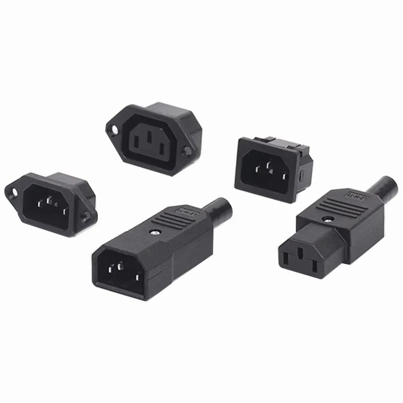 IEC320 10A 250V 검정색 남성 여성 도킹 플러그 커넥터 Rewireable C13 C14 플러그 Rewirable Power Konektor 3 핀 AC 소켓