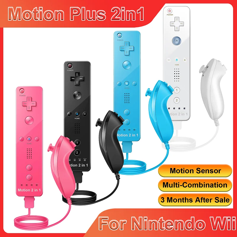 닌텐도 Wii 컨트롤러 세트, 옵션 모션 플러스 조이스틱, 무선 원격 게임 패드, 실리콘 케이스 비디오 게임, 2 in 1 title=닌텐도 Wii 컨트롤러 세트, 옵션 모션 플러스 조이스틱, 무선 원격 게임 패드, 실리콘 케이스 비디오 게임, 2 in 1 