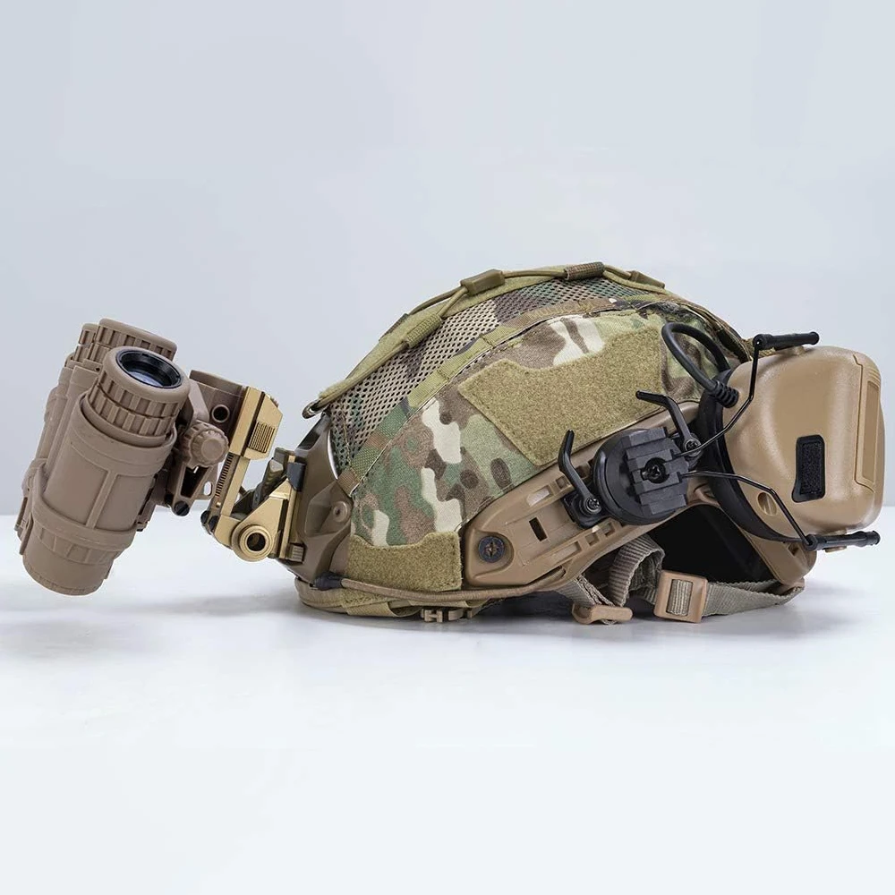 BOOIU 전술 헬멧 커버 빠른 MH PJ BJ OPS 코어 천 헬멧 Airsoft Paintball Camo 탄성 코드가있는 군용 헬멧 커버