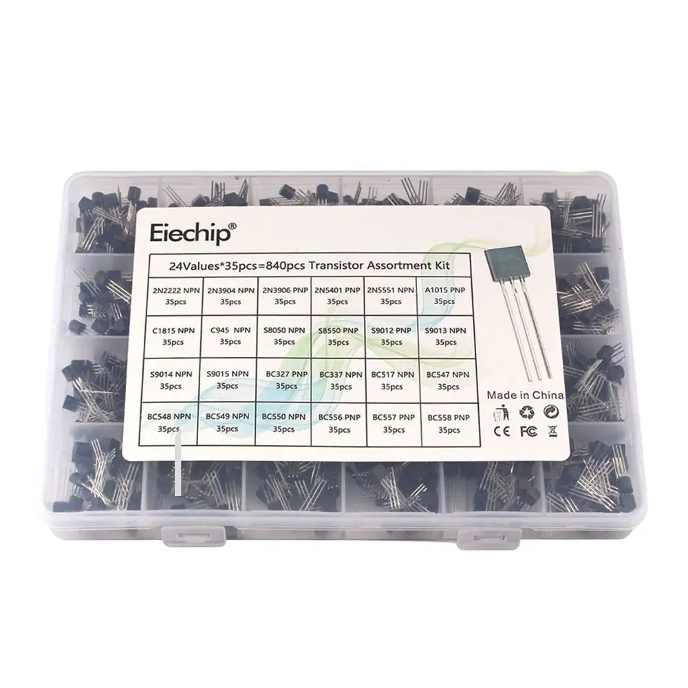 200-900PCS TO-92 트랜지스터 키트 분류 상자 BC547 BC327 BC337 2N2222 3904 3906 C945 PNP/NPN 트랜지스터 세트 전자 키트