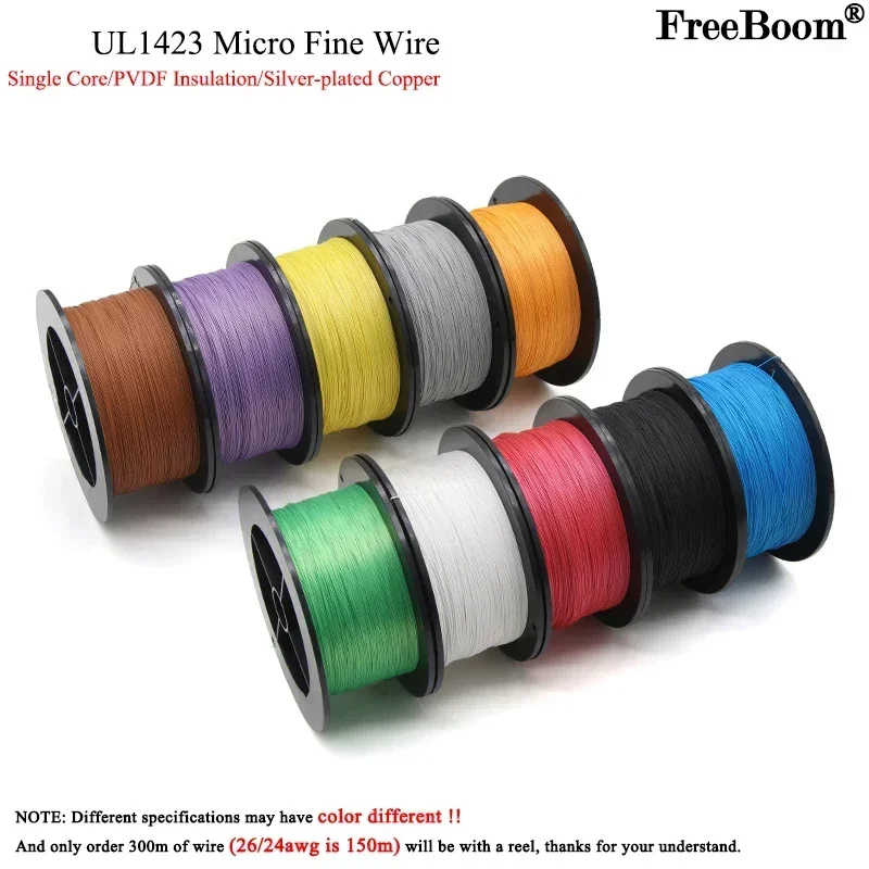 5/10/50M UL1423 PTFE 실버 도금 구리 와이어 38/36/34/30/28/26/24AWG 고온 전자 단일 코어 마이크로 파인 케이블 title=5/10/50M UL1423 PTFE 실버 도금 구리 와이어 38/36/34/30/28/26/24AWG 고온 전자 단일 코어 마이크로 파인 케이블 