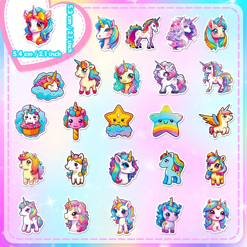 10/30/50PCS 유니콘 비행 PVC 스티커 미적 장식 Scrapbooking 어린이 한국어 편지지 학교 용품 어린이위한