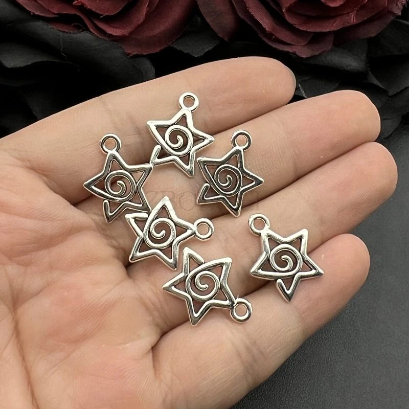20pcs 17*20mm 골동품 은색 색상 소용돌이 스타 매력 천체 펜던트 디자이너 매력 보석 만들기 DIY 쥬얼리 결과 title=20pcs 17*20mm 골동품 은색 색상 소용돌이 스타 매력 천체 펜던트 디자이너 매력 보석 만들기 DIY 쥬얼리 결과 