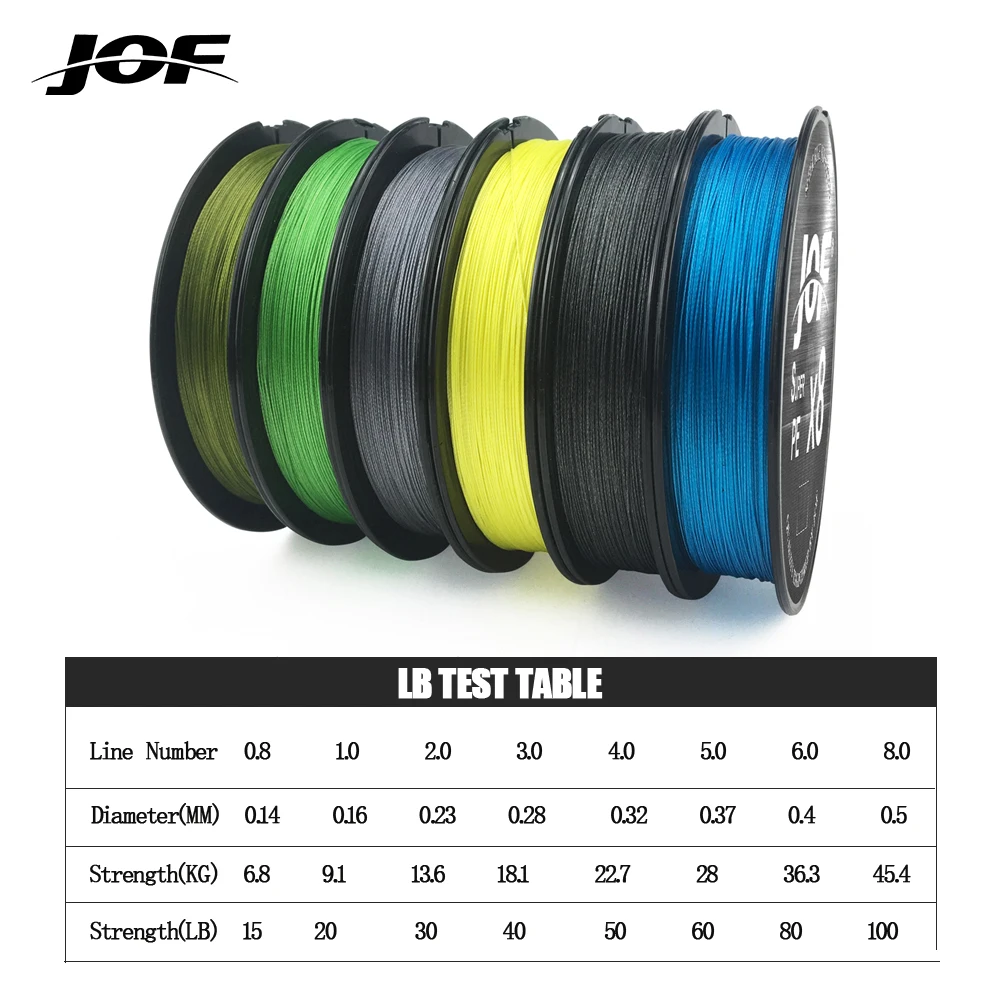 JOF 8 가닥 낚시 라인 150M 300M 500M 멀티 필라멘트 낚시 라인 낚시 액세서리 낚시 낚시 잉어에 대한 땋은 코드