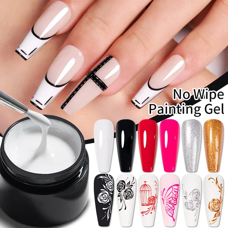 BOZLIN 5ml 4 In 1 닦아내지 않는 페인팅 젤 바니시 블랙 화이트 컬러 페인팅 라이너 네일 아트 글리터 UV 젤 탑 코트 매니큐어 폴란드어 title=BOZLIN 5ml 4 In 1 닦아내지 않는 페인팅 젤 바니시 블랙 화이트 컬러 페인팅 라이너 네일 아트 글리터 UV 젤 탑 코트 매니큐어 폴란드어 