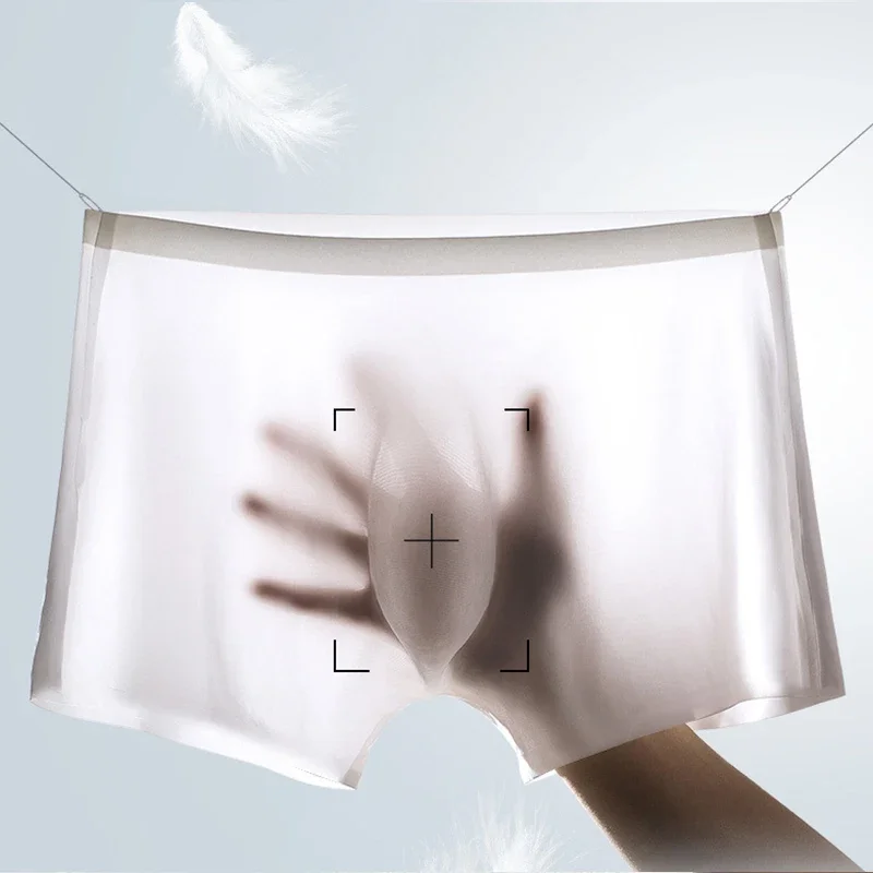 10 개/몫 남자 여름 얼음 실크 복서 팬티 원활한 속옷 란제리 팬티 반바지 울트라 얇은 통기성 섹시한 팬티