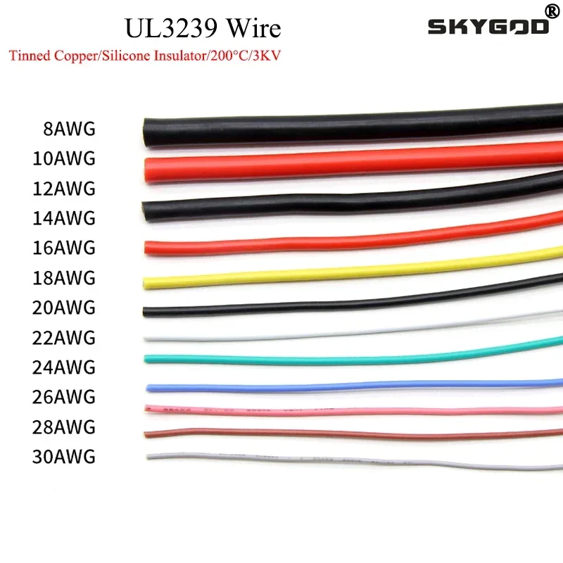 1/10M 14/16/18/20/22/24/26/28/30AWG UL3239 3KV 실리콘 와이어 절연 주석 도금 구리 전기 케이블 3000V title=1/10M 14/16/18/20/22/24/26/28/30AWG UL3239 3KV 실리콘 와이어 절연 주석 도금 구리 전기 케이블 3000V 