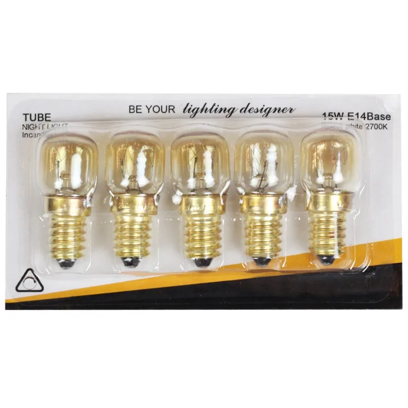 5pcs 220V E14 300 학위 고온 방지 전자 레인지 전구 쿠커 조명 전구 15W 25W 골드 실버