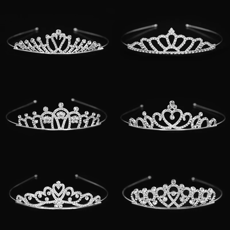 아름다운 귀여운 아이 공주 티아라와 크라운 크리스탈 머리띠 신부 크라운 웨딩 파티 헤어 액세서리 여자 패션 쥬얼리