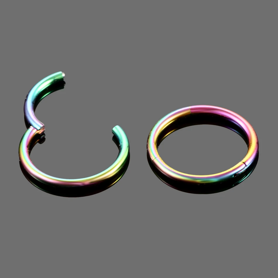 1PC 힌지 세그먼트 코 후프 링 여성 외과 강철 코 링 Septum Clicker 링 귀 Daith 후프 귀걸이 피어싱 쥬얼리