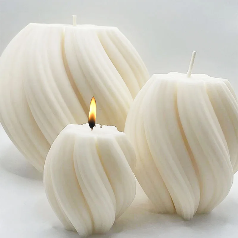 3D 회전 기둥 양초 실리콘 금형 기하학적 웨이브 양초 왁스 금형 DIY 추상 미술 비누 수지 석고 금형 홈 공예 장식