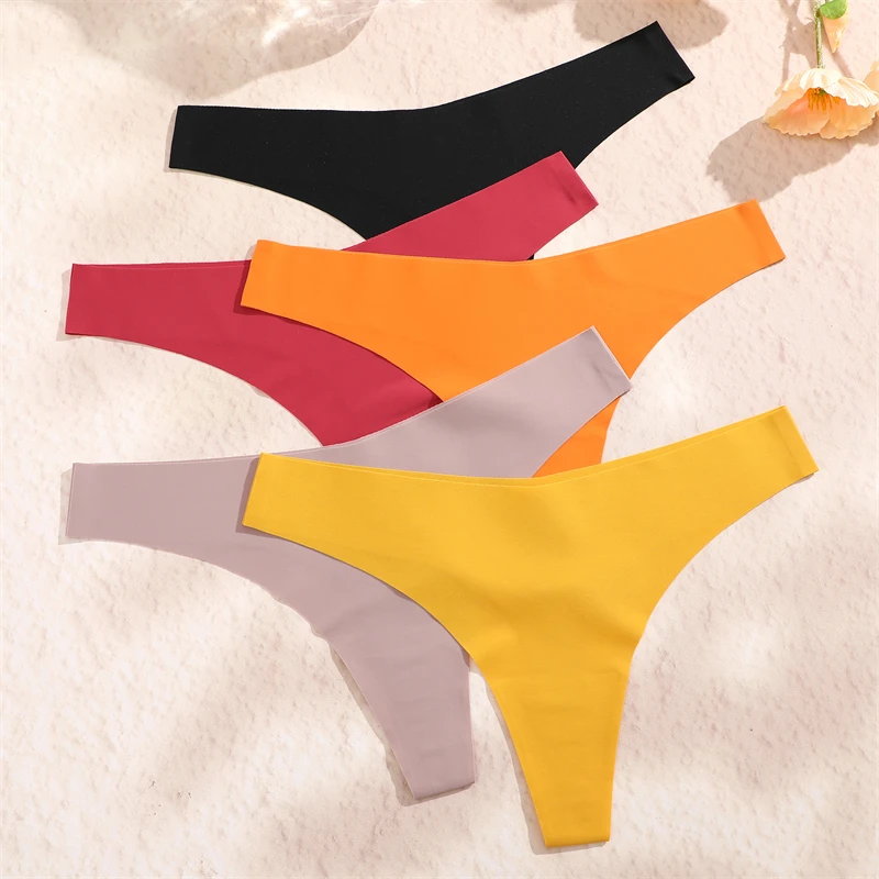 FINETOO 3PCS 여성 아이스 실크 원활한 속옷 팬티 섹시한 V-허리 스포츠 가죽 끈 낮은 상승 10 Soild 색상 통기성 g-문자열