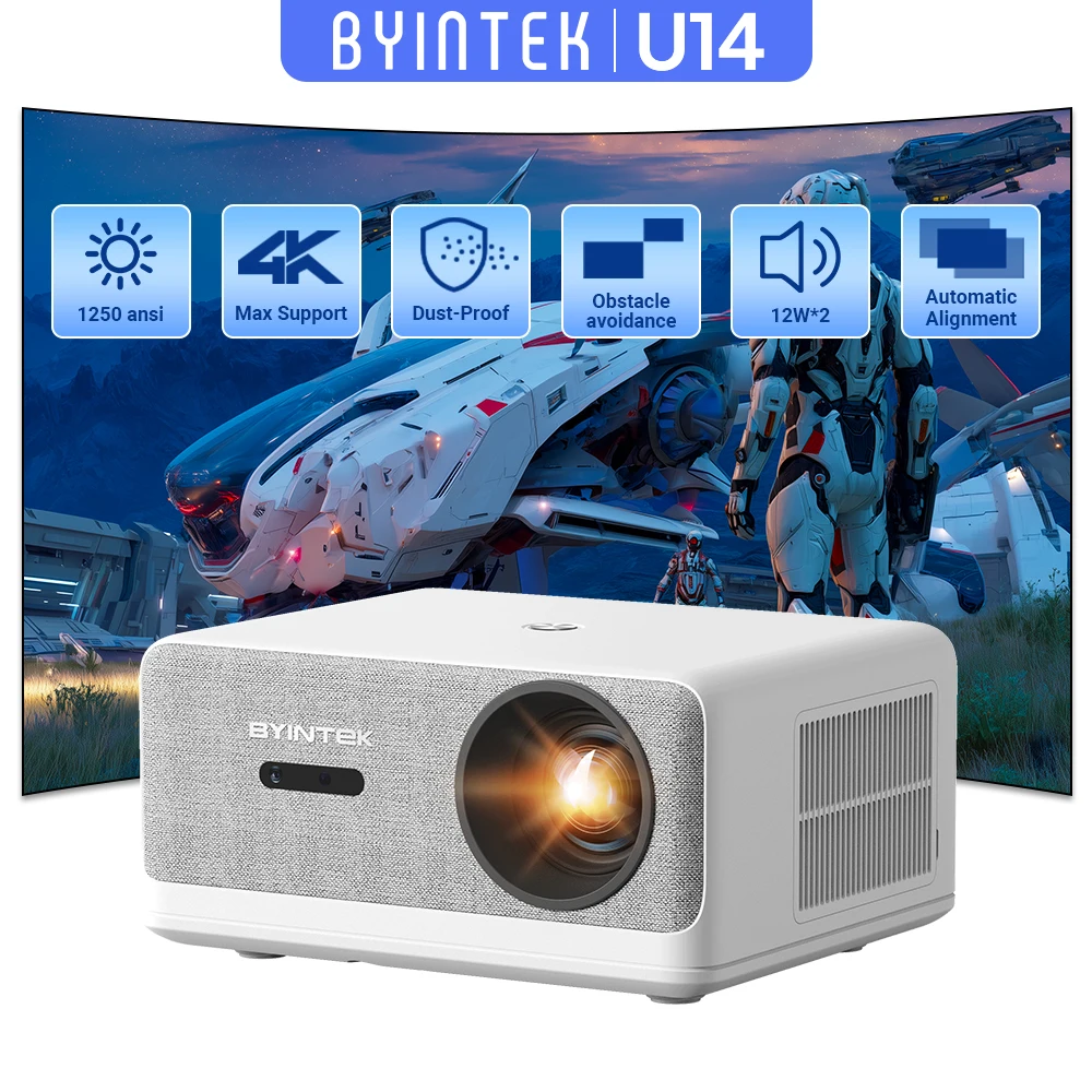 BYINTEK LOVE U14 풀 HD 1080P 프로젝터, 1250ANSI 자동 초점 홈 시어터 시네마 프로젝터, 4K 스마트 블루투스 와이파이 6 지원 title=BYINTEK LOVE U14 풀 HD 1080P 프로젝터, 1250ANSI 자동 초점 홈 시어터 시네마 프로젝터, 4K 스마트 블루투스 와이파이 6 지원 