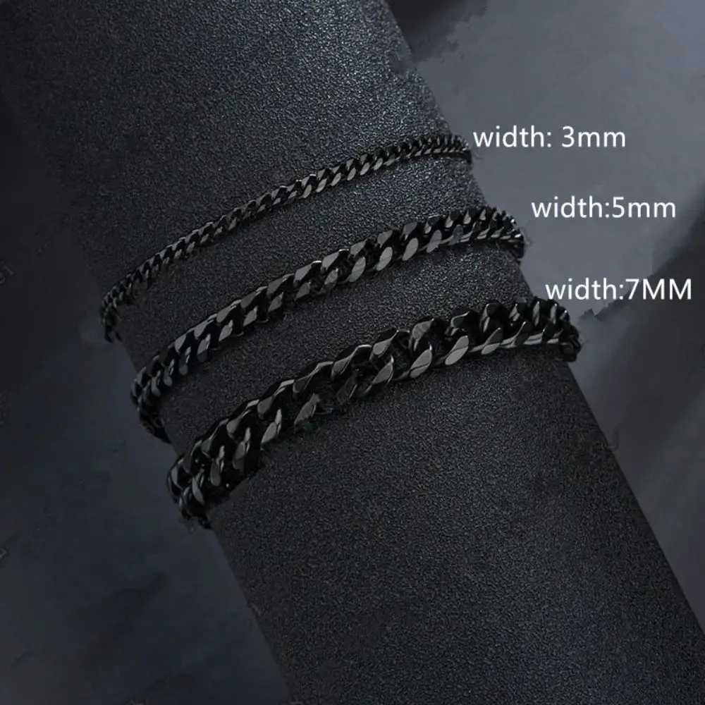 Wannee 새로운 트렌디 쿠바 체인 남자 팔찌 클래식 스테인레스 스틸 3 5 7mm 너비 체인 팔찌 남성 여성 보석 파티 선물