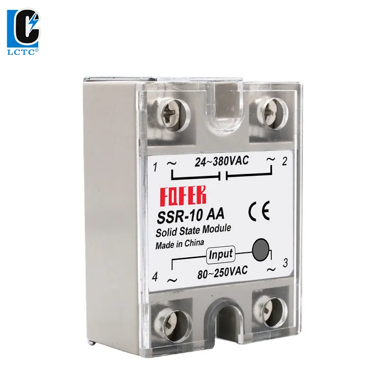 LCTC 1pcs 솔리드 스테이트 릴레이 단상 비접촉 SSR DC-DC AC-AC DC-AC 24-380VAC 10A 25A 40A 50A 60A 80A 100A