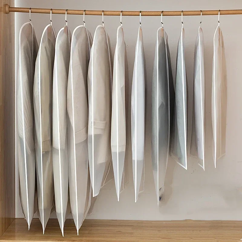 1-5PCS 의류 먼지 커버 투명 두꺼운 빨 수있는 먼지 봉투 PEVA 가정용 먼지 커버 코트 정장 커버 교수형 옷 가방