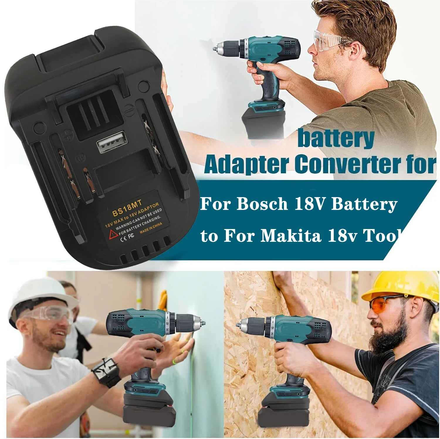 Bosch 18V 용 배터리 어댑터 Makita 18V 전동 공구 BAT618 BAT609G BS18MT 용 USB가있는 Makita 18V 변환기로 변환